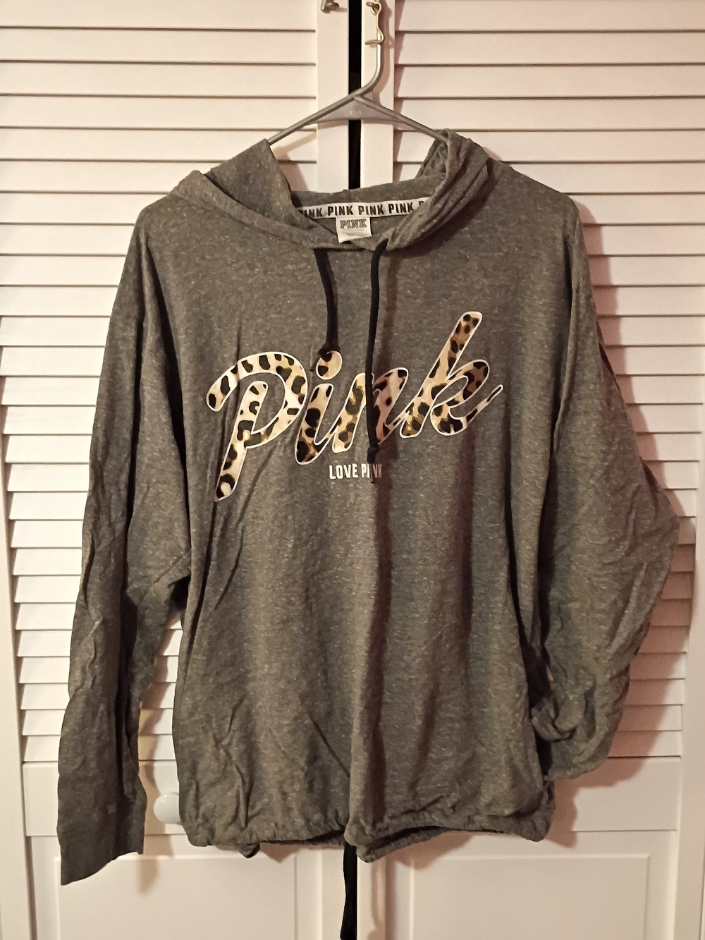 Victoria's Secret PINK Grey Hoodie with Black Drawstrings